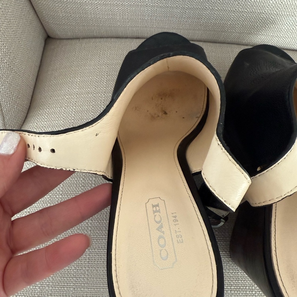 Coach Black Leather Jade Wedges, Size 8 - Picture 6 of 9